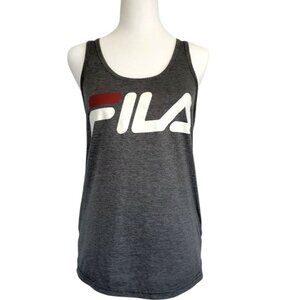 Fila Women's M Charcoal Gray Racer-back Athletic Tank Top With Bold Logo Print